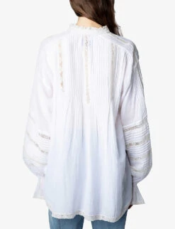 Zadig & Voltaire Tritelia Lace-panel Relaxed-fit Cotton-blend Shirt -Whistles Store R04151920 JUDO ALT03