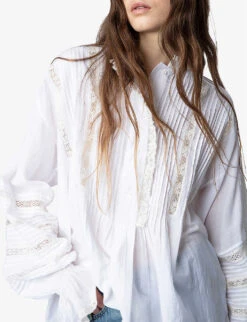 Zadig & Voltaire Tritelia Lace-panel Relaxed-fit Cotton-blend Shirt -Whistles Store R04151920 JUDO ALT04