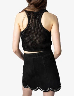 Zadig & Voltaire Nabya Crochet Organic-cotton Crop Top -Whistles Store R04151978 NOIR ALT03