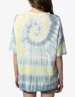 Zadig & Voltaire Suzy Tie-dye Linen T-shirt 10 Zadig & Voltaire Suzy Tie-dye Linen T-shirt -Whistles Store R04151984 CELADON ALT03