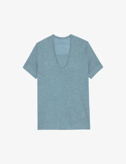 Zadig & Voltaire Wassa Rhinestone Lion-embellished Linen T-shirt