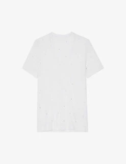 Zadig & Voltaire Wassa Crystal-embellished Linen-blend T-shirt