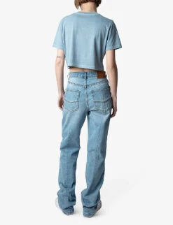 Zadig & Voltaire Carley Wings-print Organic-cotton Crop Top -Whistles Store R04152006 NUAGE ALT03