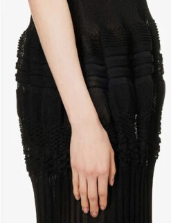 Issey Miyake Assemblage Pleated Knitted Mini Dress 12 Issey Miyake Assemblage Pleated Knitted Mini Dress -Whistles Store R04152498 BLACK ALT04