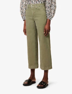Paige Anessa Wide-leg Mid-rise Stretch-denim Jeans -Whistles Store R04153167 VINTAGEMOSSYGREEN ALT02
