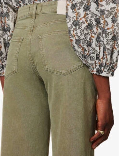 Paige Anessa Wide-leg Mid-rise Stretch-denim Jeans -Whistles Store R04153167 VINTAGEMOSSYGREEN ALT04