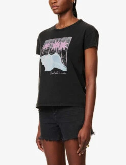 Paige Ryo Graphic-print Stretch-cotton T-shirt -Whistles Store R04153180 WASHEDBLACK ALT02