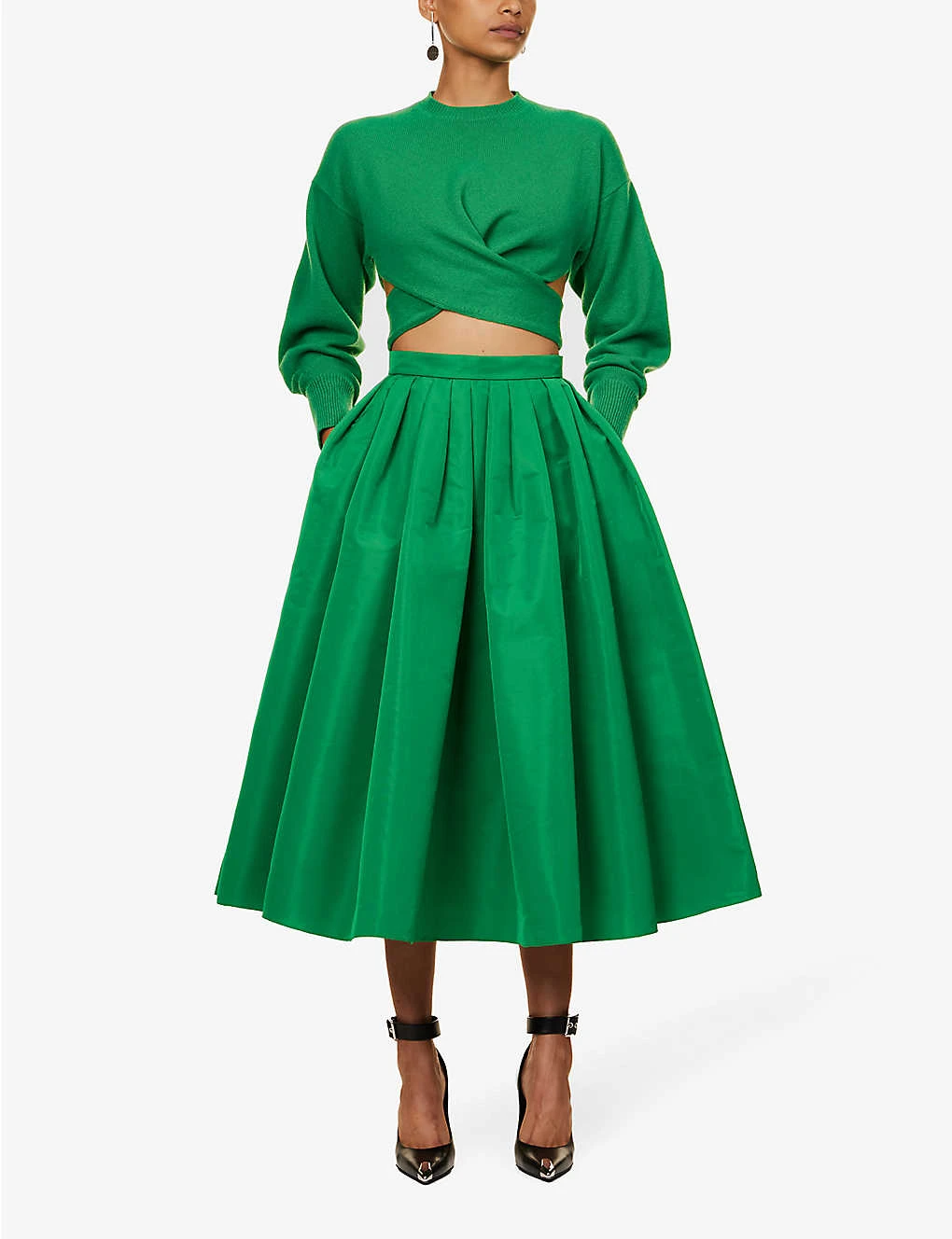 Alexander McQueen Pleated Flared-hem Woven Midi Skirt 4 Alexander McQueen Pleated Flared-hem Woven Midi Skirt - Image 2