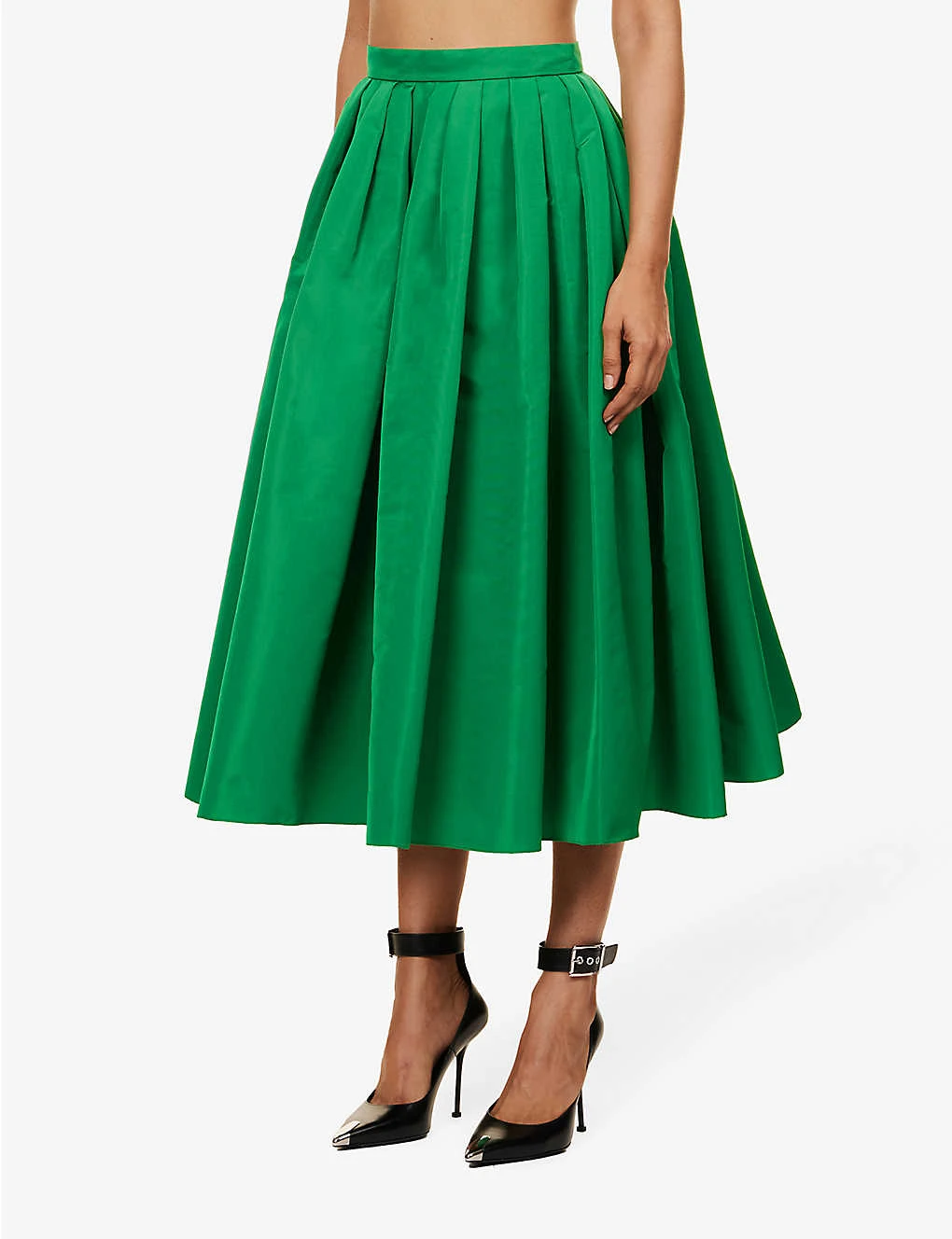 Alexander McQueen Pleated Flared-hem Woven Midi Skirt 5 Alexander McQueen Pleated Flared-hem Woven Midi Skirt - Image 3