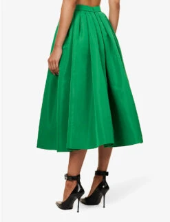 Alexander McQueen Pleated Flared-hem Woven Midi Skirt 10 Alexander McQueen Pleated Flared-hem Woven Midi Skirt -Whistles Store R04153247 BRIGHTGREEN ALT03