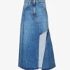 Alexander McQueen Asymmetric-hem Mid-rise Denim Midi Skirt 2 Alexander McQueen Asymmetric-hem Mid-rise Denim Midi Skirt -Whistles Store R04153276 BLUESTONEWASH M