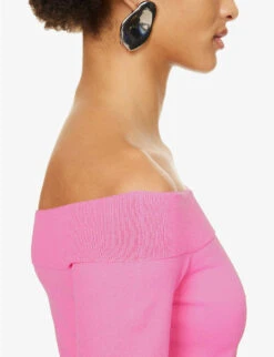 Alexander McQueen Off-the-shoulder Bardot-neck Knitted Top -Whistles Store R04153285 PSYCHEDELICPINK ALT04