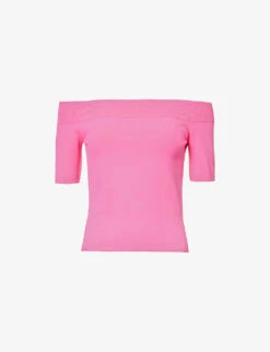 Alexander McQueen Off-the-shoulder Bardot-neck Knitted Top