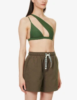 Branded High-rise Organic-cotton Shorts -Whistles Store R04153615 CHOCOLATEBROWN ALT02