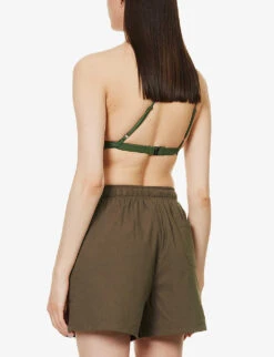 Branded High-rise Organic-cotton Shorts -Whistles Store R04153615 CHOCOLATEBROWN ALT03