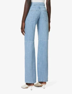 Split-hem Panelled Low-rise Straight-leg Denim Jeans -Whistles Store R04154386 47BLEACHEDINDIGO ALT03