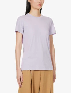 Vince Essential Round-neck Cotton-jersey T-shirt 9 Vince Essential Round-neck Cotton-jersey T-shirt -Whistles Store R04154648 WISTERIA ALT02