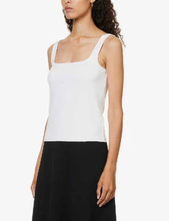 Vince Square-neck Sleeveless Stretch-cotton Top 9 Vince Square-neck Sleeveless Stretch-cotton Top -Whistles Store R04154649 OPTICWHITE ALT02
