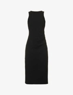 Vince Ruched-waist Sleeveless Stretch-cotton Maxi Dress