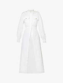 Alexander McQueen Flared-hem Pocket-embellished Cotton Shirt