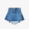Alexander McQueen Asymmetric-hem Logo-patch Stretch-denim Mini Skirt -Whistles Store R04154717 BLUESTONEWASH M