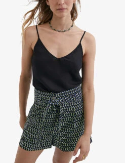 Ikks Graphic-print Woven Shorts -Whistles Store R04156287 BLACK ALT02