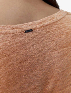 Ikks V-neck Regular-fit Linen T-shirt -Whistles Store R04156324 DARKBEIGE ALT04