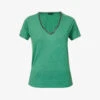 Ikks Metallic-embellished V-neck Woven Top -Whistles Store R04156328 LIGHTGREEN M