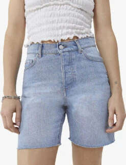 Ikks Raw-hem High-rise Denim Shorts -Whistles Store R04156348 BLUEGREY ALT02