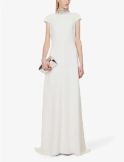 High-neck Crystal-embellished Woven Maxi Dress 10 High-neck Crystal-embellished Woven Maxi Dress -Whistles Store R04156403 OPTICALWHITE ALT01