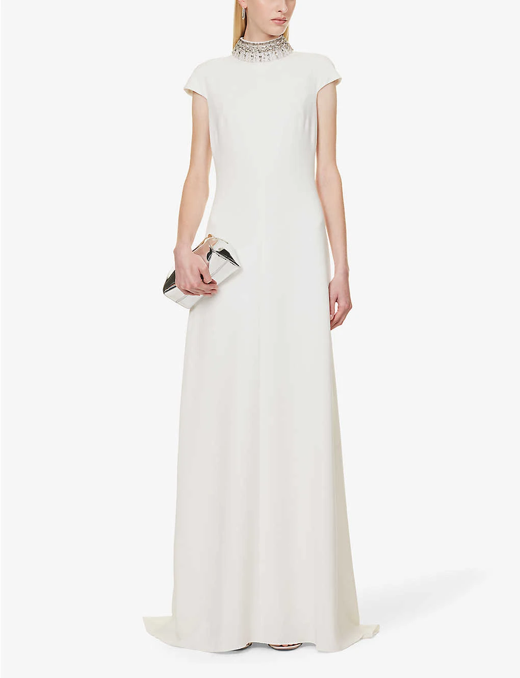 High-neck Crystal-embellished Woven Maxi Dress 4 High-neck Crystal-embellished Woven Maxi Dress - Image 2