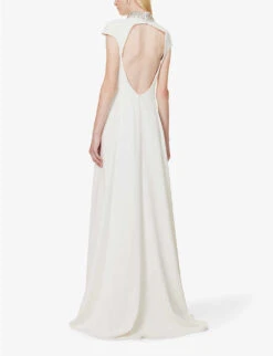 High-neck Crystal-embellished Woven Maxi Dress 12 High-neck Crystal-embellished Woven Maxi Dress -Whistles Store R04156403 OPTICALWHITE ALT03