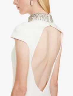 High-neck Crystal-embellished Woven Maxi Dress 13 High-neck Crystal-embellished Woven Maxi Dress -Whistles Store R04156403 OPTICALWHITE ALT04