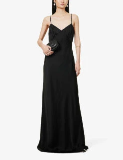 Selce V-neck Woven Maxi Dress 9 Selce V-neck Woven Maxi Dress -Whistles Store R04156404 BLACK ALT01