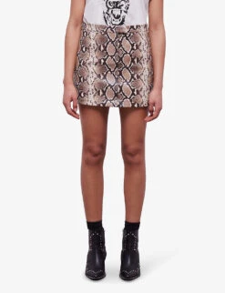 THE KOOPLES Snakeskin-embossed Leather Mini Skirt 9 THE KOOPLES Snakeskin-embossed Leather Mini Skirt -Whistles Store R04156823 PYT04 ALT02