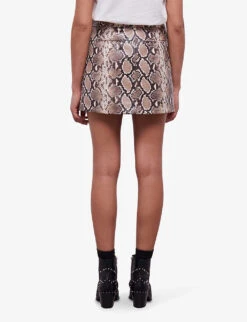 THE KOOPLES Snakeskin-embossed Leather Mini Skirt 10 THE KOOPLES Snakeskin-embossed Leather Mini Skirt -Whistles Store R04156823 PYT04 ALT03