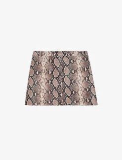 THE KOOPLES Snakeskin-embossed Leather Mini Skirt