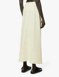 Side-split Flared-hem Linen Midi Skirt 10 Side-split Flared-hem Linen Midi Skirt -Whistles Store R04157389 YELLOW ALT03