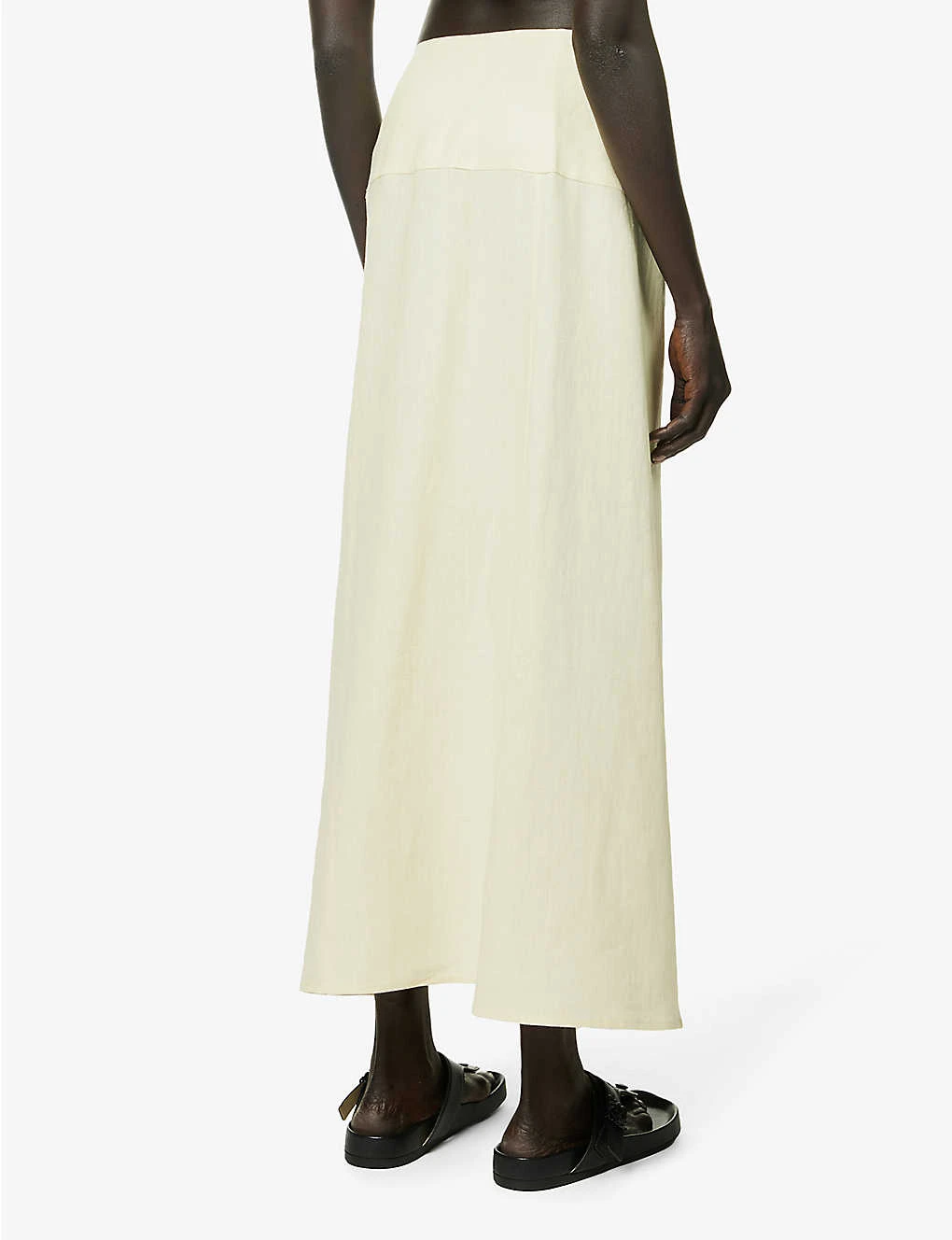 Side-split Flared-hem Linen Midi Skirt 6 Side-split Flared-hem Linen Midi Skirt - Image 4
