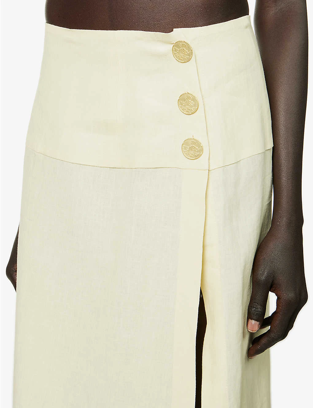Side-split Flared-hem Linen Midi Skirt 7 Side-split Flared-hem Linen Midi Skirt - Image 5