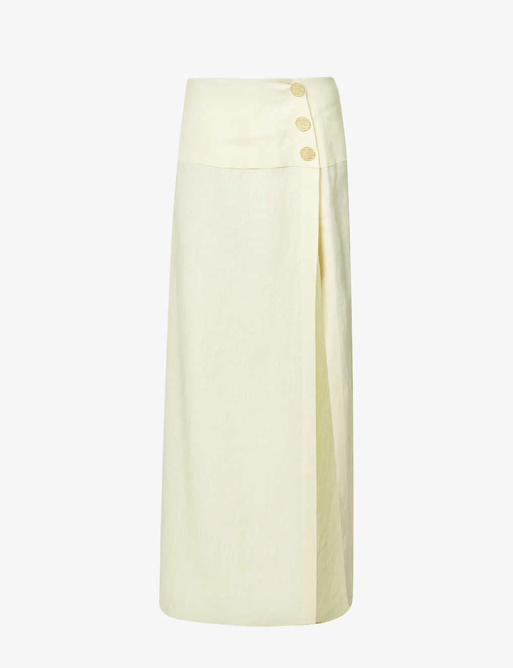 Side-split Flared-hem Linen Midi Skirt 3 Side-split Flared-hem Linen Midi Skirt