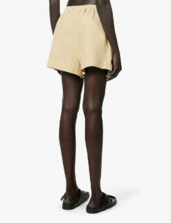 Mid-rise Elasticated-waistband Linen Shorts -Whistles Store R04157396 BEIGE ALT03