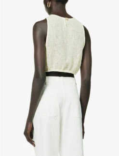 Cut-out Twist-pattern Linen Top -Whistles Store R04157403 YELLOW ALT03