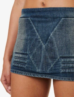 Logo-embossed Faded-wash Mid-rise Regular-fit Denim Mini Skirt 12 Logo-embossed Faded-wash Mid-rise Regular-fit Denim Mini Skirt -Whistles Store R04158079 DB4WASH ALT04