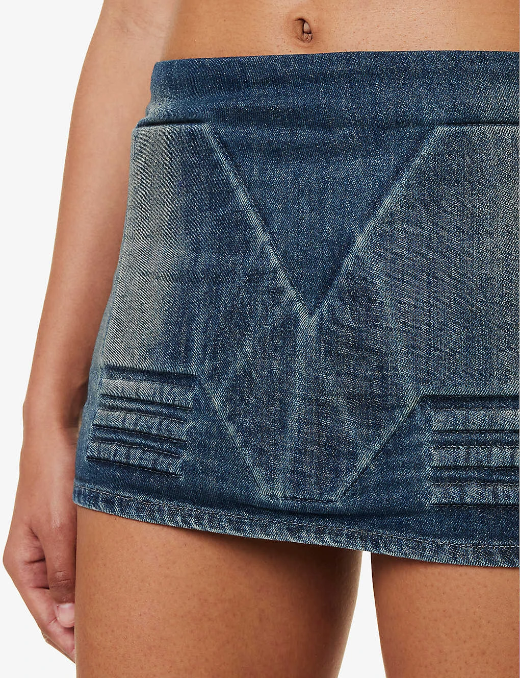 Logo-embossed Faded-wash Mid-rise Regular-fit Denim Mini Skirt 7 Logo-embossed Faded-wash Mid-rise Regular-fit Denim Mini Skirt - Image 5