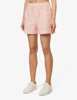 RAILS Boxer Striped High-rise Regular-fit Cotton-blend Shorts 9 RAILS Boxer Striped High-rise Regular-fit Cotton-blend Shorts -Whistles Store R04158668 LESISTRIPE ALT02