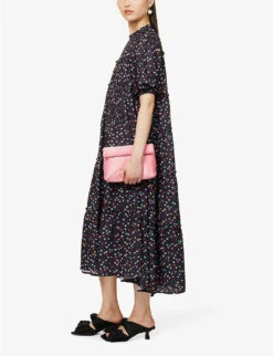 SISTER JANE Night Bloom Heart-print Recycled-polyester Midi Dress -Whistles Store R04158680 BLACK ALT01