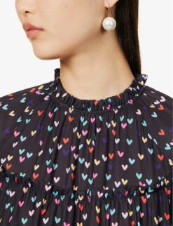 SISTER JANE Night Bloom Heart-print Recycled-polyester Midi Dress -Whistles Store R04158680 BLACK ALT04