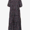 SISTER JANE Night Bloom Heart-print Recycled-polyester Midi Dress -Whistles Store R04158680 BLACK M