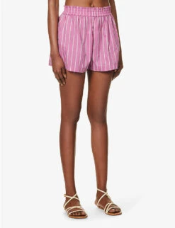 Faithfull The Brand Elva Striped Cotton-poplin Shorts -Whistles Store R04158853 ADIASTRIPEPRINTLILAC ALT02